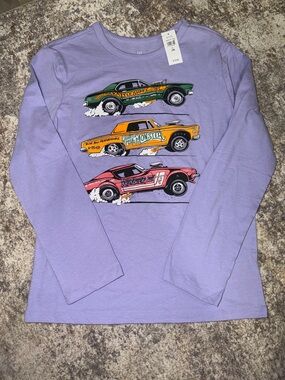 GAP Lilac Tee with Vintage Race Car Print